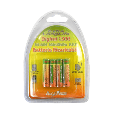 Blister 4 pile AAA ricaricabili Ni-Mh 1,2V 1300mAh