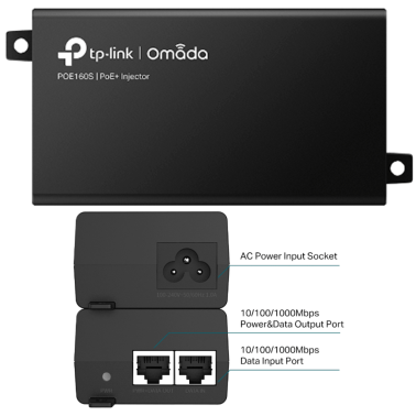 Omada POE160S TL-POE160S Adattatore Poe Injector PoE+ 802.3af/at 30W | Dist. max. 100mt