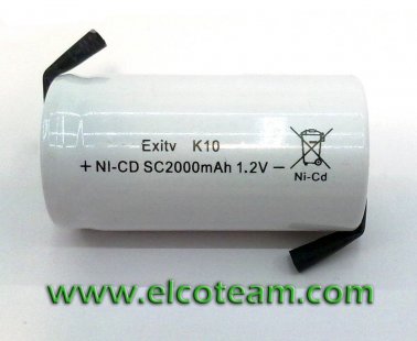 Batteria sub-mezza torcia SC 2.0Ah Ni-Cd lamella a saldare
