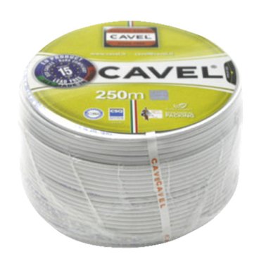 Cavel SAT703 Cavo Antenna Coassiale Tv e Sat Ø 6,6mm per uso interno Classe B, colore Bianco, 250metri
