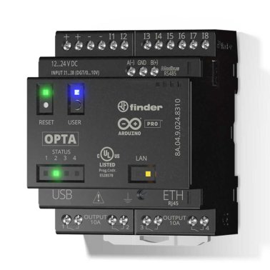 Finder OPTA ADVANCE 8A.04.9.024.8320 Arduino® Pro Programmable Logic Relays (PLR) con 8 input e 4 output - Ethernet, ModBus TCP/IP, RS485 ModBus RTU, WiFi e Bluetooth BLE