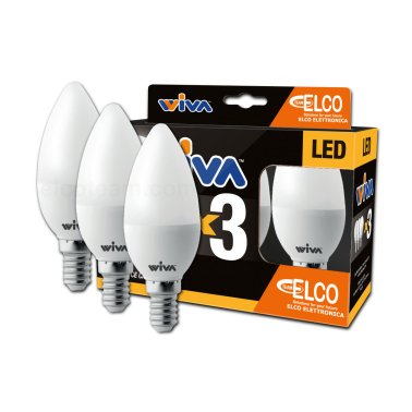 Promo Pack 3 Lampade Led oliva 5W attacco E14 3000K Wiva 12101100