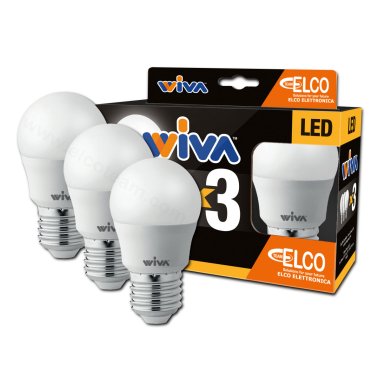 Promo Pack 3 Lampade Led Sfera 5W attacco E27 3000K Wiva 12101002