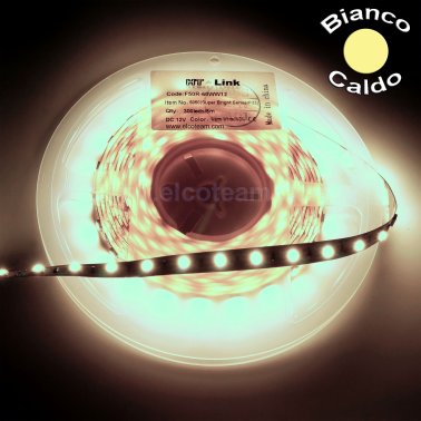 Striscia LED 5 Metri Colore Bianco Caldo 12VDC 14,4W/m IP33