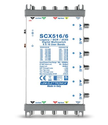 LEM Elettronica SCX516/6 Multiswitch Ibrido Passante 5 Ingressi e 6 uscite dCSS/SCR