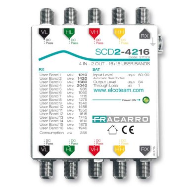 Fracarro SCD2-4216 Multiswitch Ibrido Passante 4 Ingressi VH/VH e 2 uscite dCSS/SCR cod. 271129