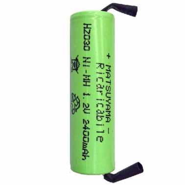 Batteria Ricaricabile Ni-MH Stilo AA 1,2 Volt 2400mAh con Terminali a Saldare