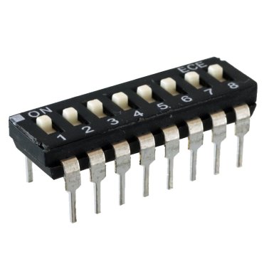 8-way DIP Switch with protruding actuator PTH ECE EAH108E 99Z