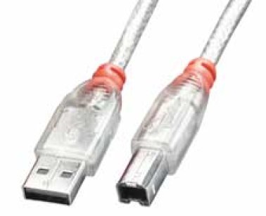 Transparent USB 2.0 Type A / B Cable, 1m