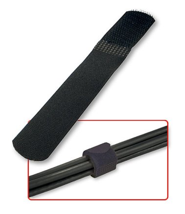 Nylon and Velcro Cable Ties, 10pcs, Black color