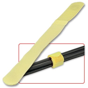 Nylon and Velcro Cable Ties, 10pcs, Yellow color