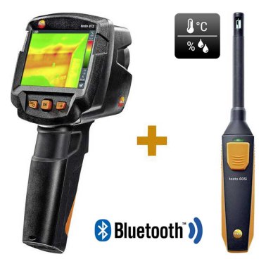 Testo 872 Termocamera 320x240 con Super Risoluzione e Termoigrometro 605i - Kit Rilevazione Muffa - 0560 8724