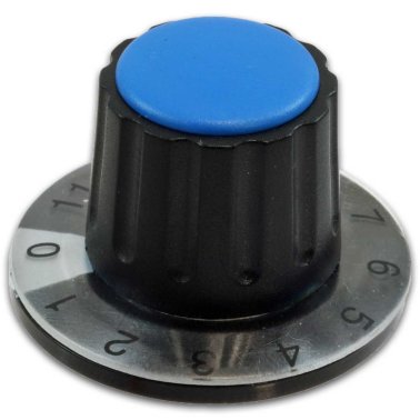 Manopola Ø22mm con Indice Ø36mm Numerato 0-11 a 360° e Tappo Blu