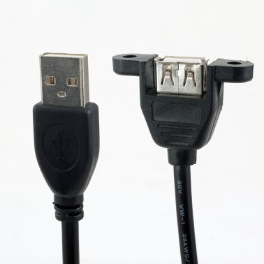 Male female USB extension cable 0.6 meters with fixing flange