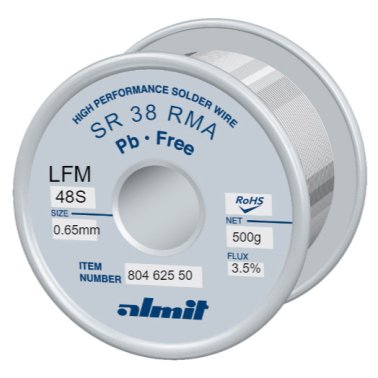 Almit 80462550 Tin Alloy Wire SAC305 Flux L1 diameter 0,65mm 500 grams SR-38 RMA LFM-48S