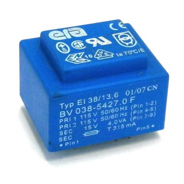 Encapsulated Transformer ERA EI38 / 13,6 4VA - 2x115V - 15V