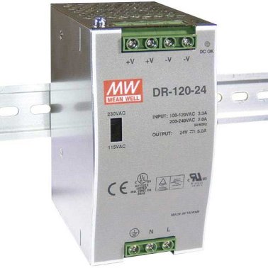 MEAN WELL DRH-120-24 Alimentatore Bifase 120 Watt 24VDC 5 Ampere da Barra DIN