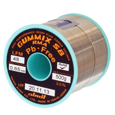 Almit 80150450 Tin Alloy Wire LFM48 SAC305 GUMMIX SB RMA Flux REL1 diameter 0,65mm 500 grams