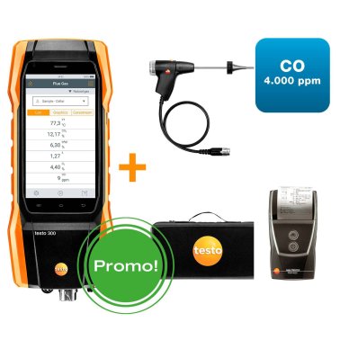 Testo 300 kit 1 Combustion Analyzer (O2, CO up to 4,000 ppm, NO can be subsequently integrated) 0564 3002 71