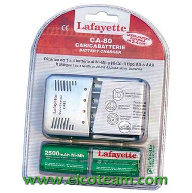 Caricabatterie per batterie stilo e ministilo + 4 Batteria AA 2500mAh