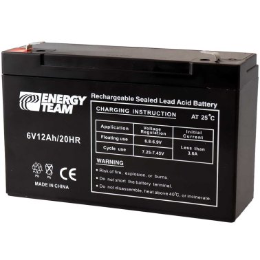 Batteria Ricaricabile al Piombo 6V 12Ah EnergyTeam ET6-12
