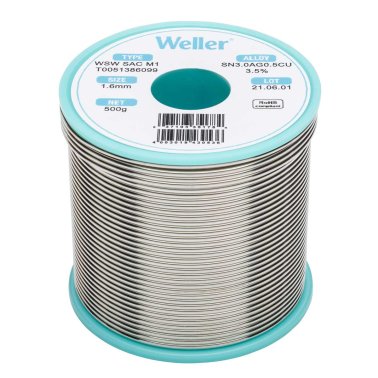 Weller T0051386099 WSW Filo di lega di stagno Lead Free 1,6mm per saldatura elettronica SAC M1 500g Sn3.0Ag0.5Cu Weller T0051386099