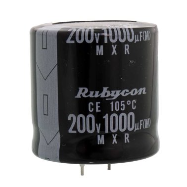 Condensatore Elettrolitico 1000uF 200V 105°C Rubycon MXR 35x35mm passo 10mm snap-in
