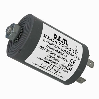 FLC470501F Filtro Antidisturbo Induttivo Capacitivo DEM 0,47uF(X2)+2x0,027uF(Y2) 2x1mH+0,68MOhm