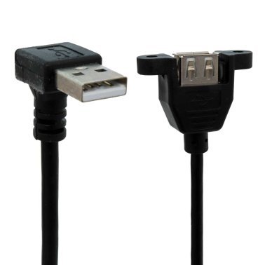 Cavo prolunga USB tipo A maschio ad angolo 90° e femmina tipo A con flangia di fissaggio, lunghezza 40 cm