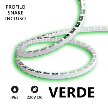Striscia LED Flessibile Snake Flex 5m IP65 230V VERDE