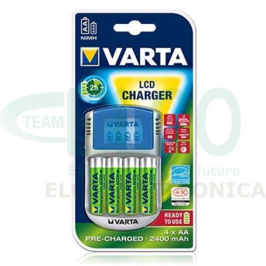 Caricabatterie Ni-MH VARTA LCD Charger + 4 batterie AA 2400mAh