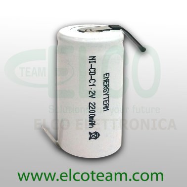 Batteria mezza torcia C 2.2Ah Ni-Cd EnergyTeam lamelle a saldare