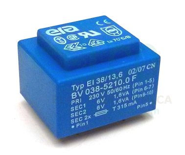 ERA EI38 / 13,6 - 3,2VA - 230V - 2x6V Encapsulated Transformer