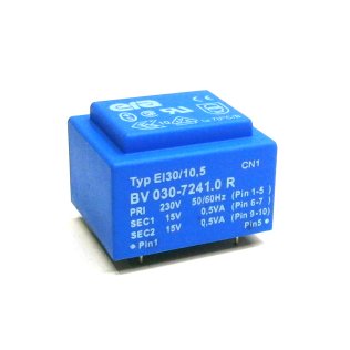 Era Encapsulated Transformer EI30 / 10.5 1VA 230V - 2x15V