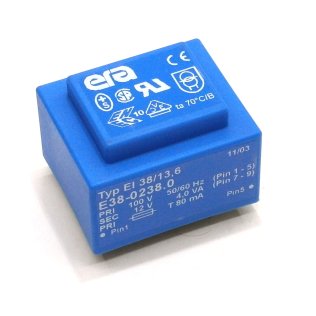 Encapsulated Transformer ERA EI38 / 13,6 4VA - 100V - 12V