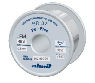 Almit 802 930 50 Lega di Stagno in Filo LFM-48-S Flux SR-37 REM1 diametro 0,5mm 500 grammi