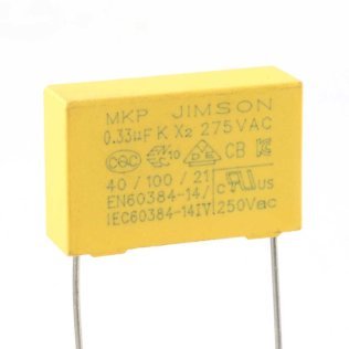 Condensatore Polipropilene X2 330nF 275VAC passo 22,5mm terminali lunghi