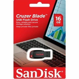 Cruzer Blade 16GB USB Flash Drive, USB 2.0, Black, SanDisk SDCZ50-016G-B35