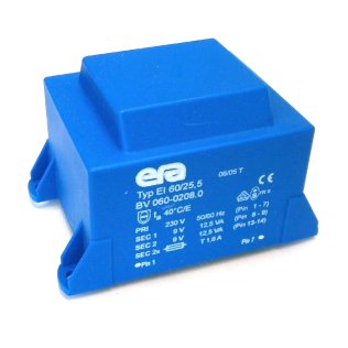 Encapsulated Transformer 230V - 2x9V - 25VA EI60 Era Pulse BV060-0208.0