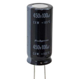 Electrolytic Capacitor 100uF 450V 16x35mm p7.5 105 ° 5000h Rubycon 450CXW100MEFR16X35