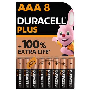 Batterie Alcaline Duracell Plus AAA Mini Stilo - Confezione 8 pile