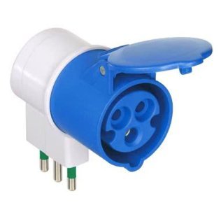 Adapter from industrial socket EN 60309 16A 6H to Italian plug 16A Vimar 00350