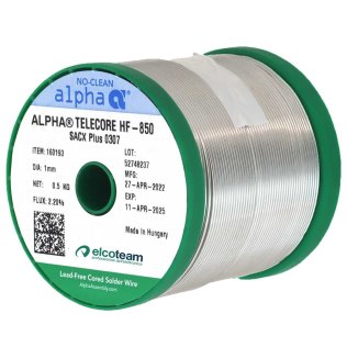 Alpha TELECORE HF-850 Alloy tin wire 1mm SACX Plus 0307 500g 160193