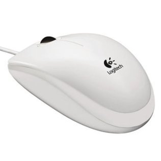 Logitech B100 Optical Mouse with USB cable, White color