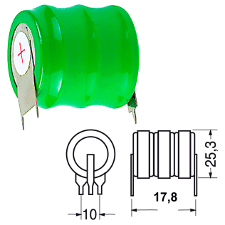 Extracell | Batteria ricaricabile NI-MH da PCB | 3 PIN | 2,4V 330 mAh