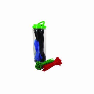 Assortment of 400 colored cable ties in a practical hang box