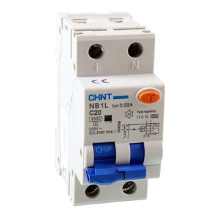 Chint NB1L1 Interruttore magnetotermico differenziale 1P+N 20A 30mA 4,5kA Curva C Tipo A