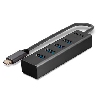 Lindy 43325 Hub USB 3.2 con cavo USB Tipo C e 4 Porte USB Tipo A