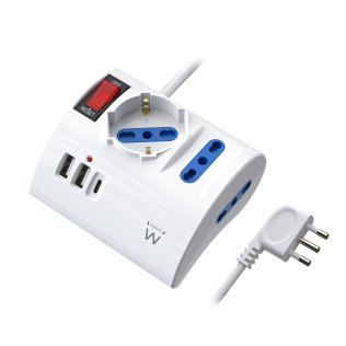 Multipresa da Tavolo con 1 porta Type-C e 2 porte USB-A con spina Italiana 10A