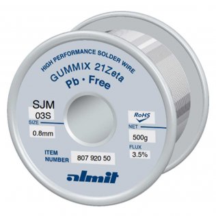 Almit 80150350 Lega di Stagno in Filo SAC305 GUMMIX Flux REL1 diametro 0,8 mm 500 grammi